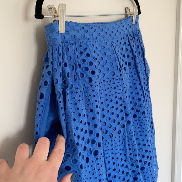Blue cotton eyelet knee length skirt - Picture 2 of 3
